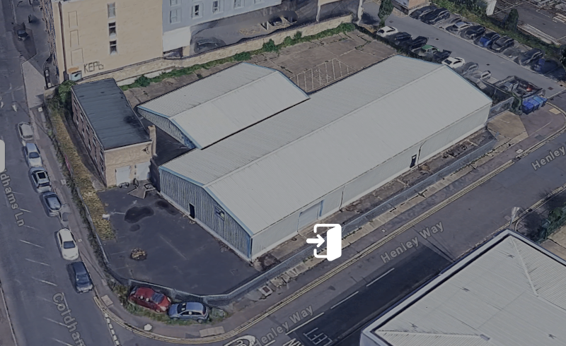 The entrance to the Warehouse is on Henley Way.