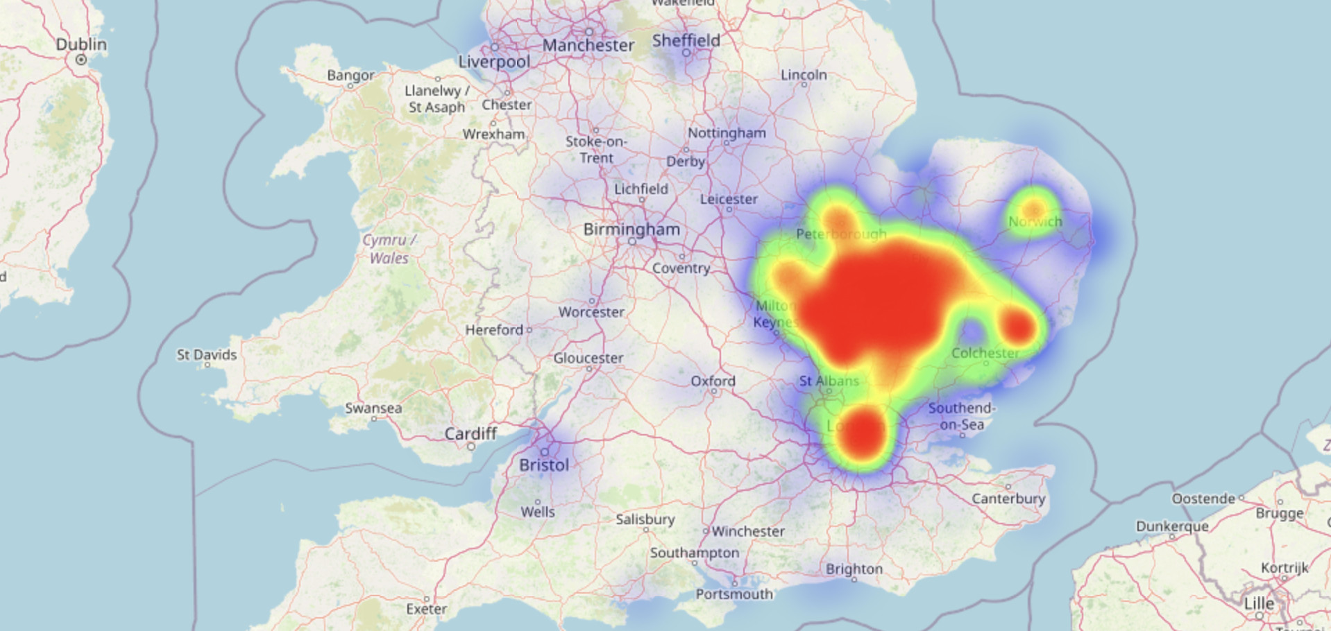 Geographic distribution of Warehouse users